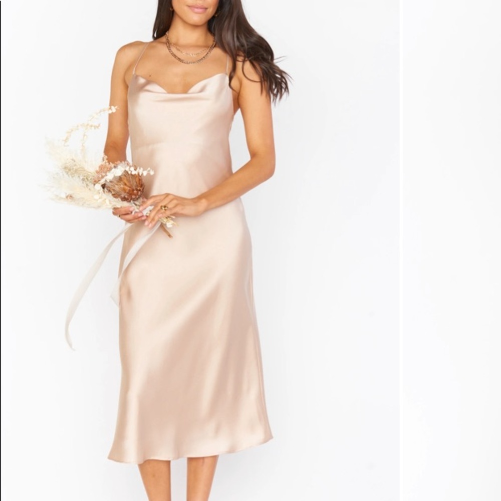 Show me your mumu champagne cowl neck